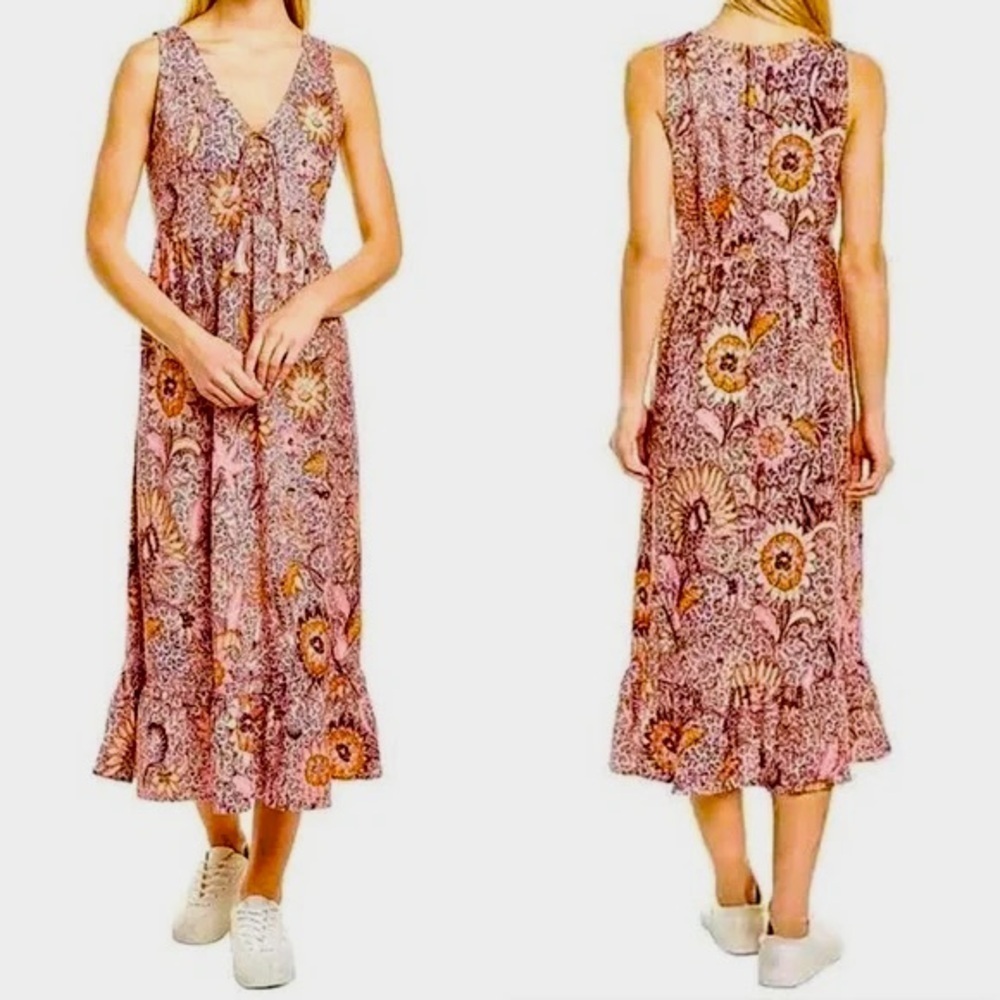 Madewell Lace-Up Bali Blooms Midi Dress | NWT $148 | Size 8